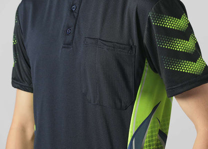 "Men’s TECH polo shirt, Short Sleeve, chest detail close-up – Big Bee Workwear"