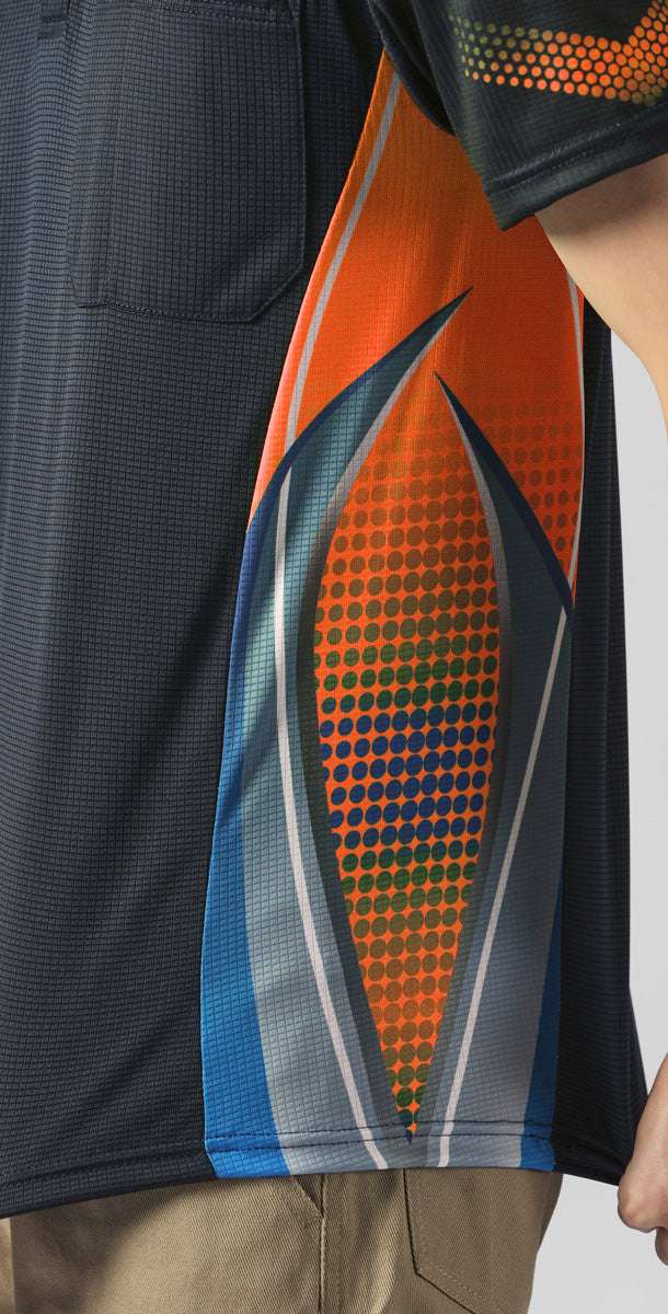 "Men’s TECH polo shirt, Short Sleeve, side hem detail close-up – Big Bee Workwear"