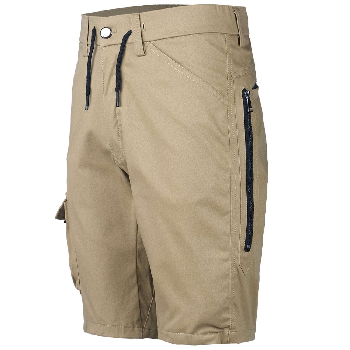 "warp work shorts in khaki, side – Big Bee Workwear"