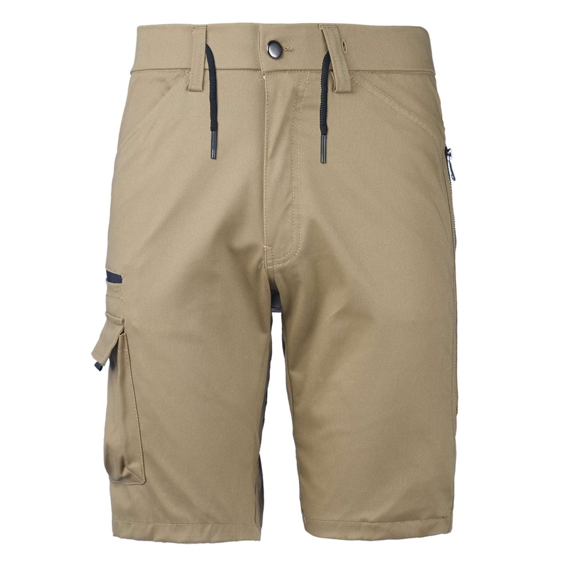 "warp work shorts in khaki, front – Big Bee Workwear"