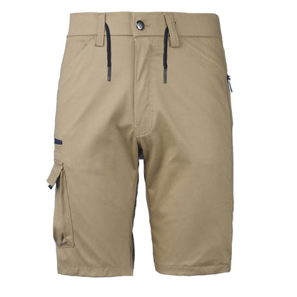 "warp work shorts in khaki, front – Big Bee Workwear"