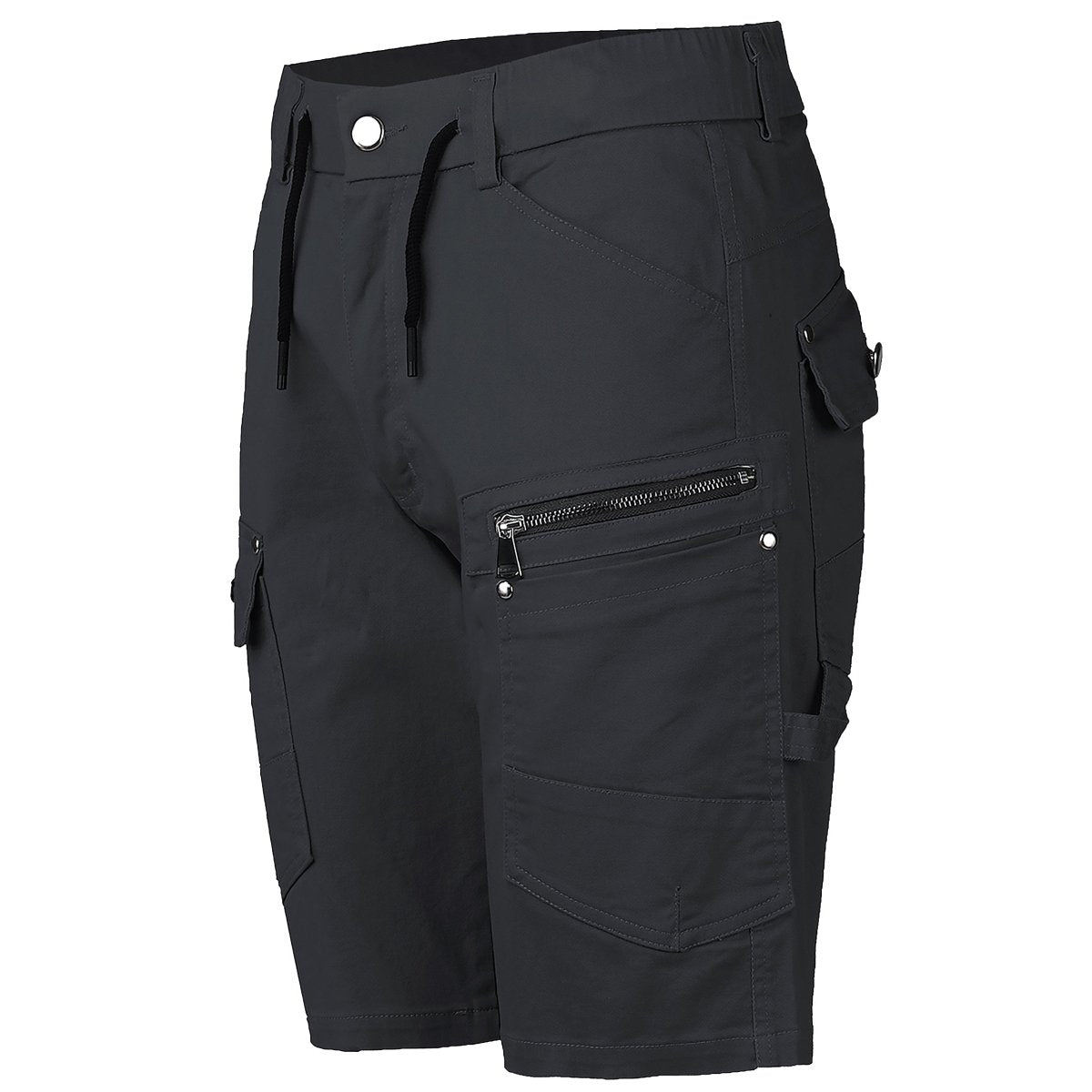 "utility work shorts in black, front – Big Bee Workwear"