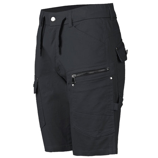 "utility work shorts in black, front – Big Bee Workwear"