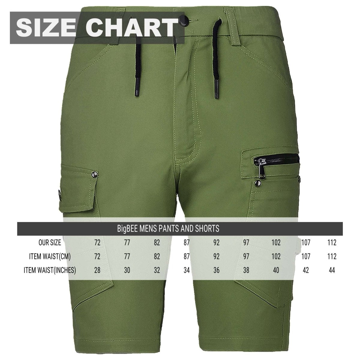 "utility work shorts size chart – Big Bee Workwear"