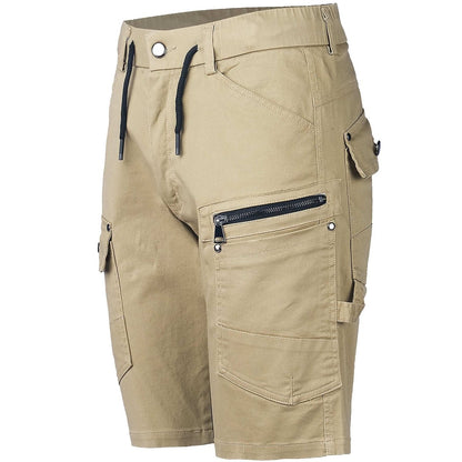 "utility work shorts in khaki, front – Big Bee Workwear"