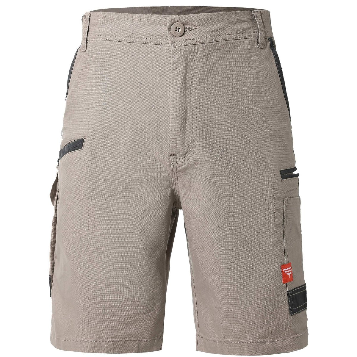 "brumby work shorts in khaki, front – Big Bee Workwear"