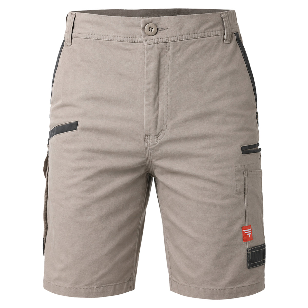 brumby work shorts in khaki, front – Big Bee Workwear