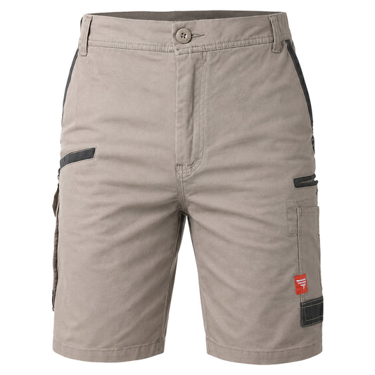 brumby work shorts in khaki, front – Big Bee Workwear