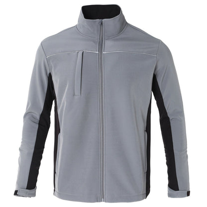 "panel softshell jacket in grey black, front – Big Bee Workwear"