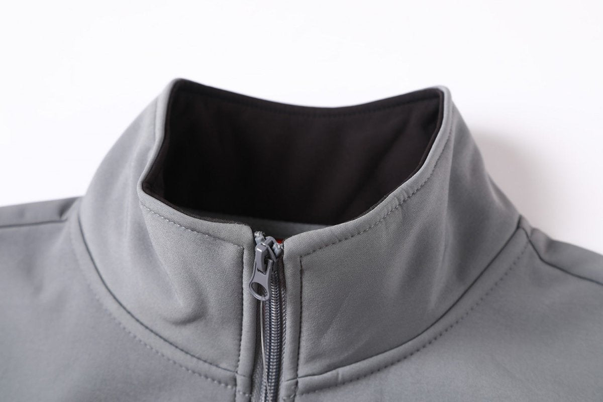 "panel softshell jacket collar detail close-up – Big Bee Workwear"