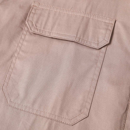 "Closed Front Lightweight Cotton Work shirt, Long Sleeve, pocket detail close-up – Big Bee Workwear"