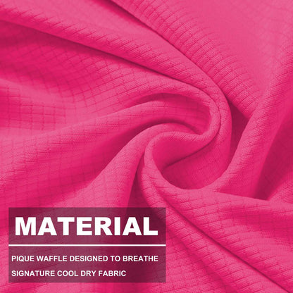 "Ladies’ Hi-Vis Long Sleeve polo shirt fabric close-up with info – Big Bee Workwear"