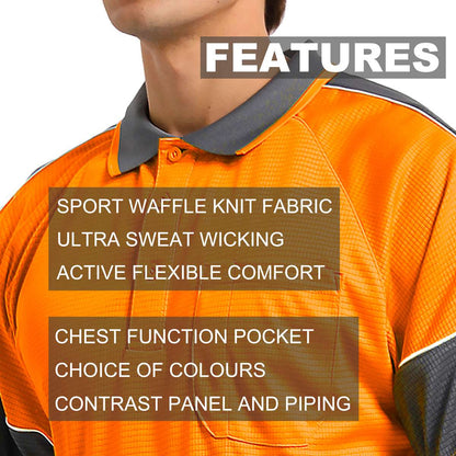 "Hi-Vis Long Sleeve Panel polo shirt key features – Big Bee Workwear"