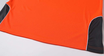 "Hi-Vis Long Sleeve Panel polo shirt hem detail close-up – Big Bee Workwear"
