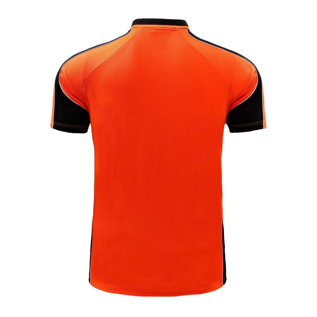 "Hi-Vis Short Sleeve Panel polo shirt in orange with black, back – Big Bee Workwear"
