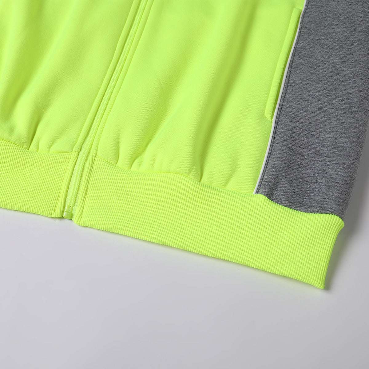 "Ladies Panel Hi-Vis Work Hoodie hem detail close-up – Big Bee Workwear"