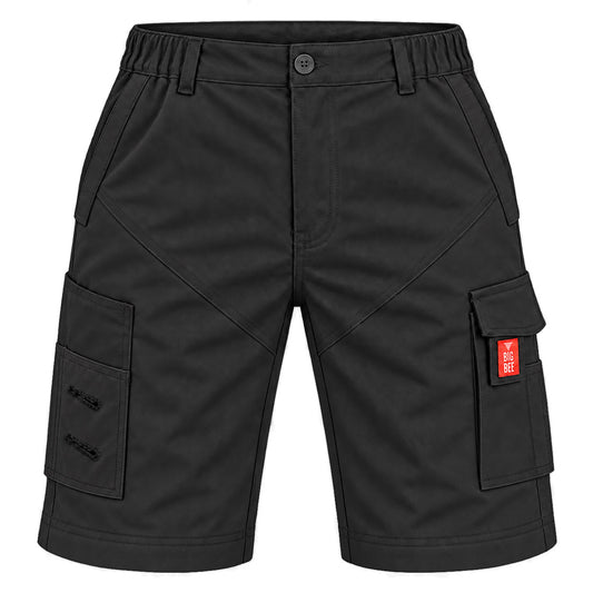 "elite work shorts in black, front – Big Bee Workwear"