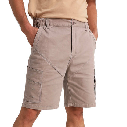"elite work shorts in khaki, model front – Big Bee Workwear"