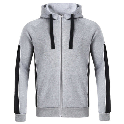 "Ladies Panel Full Zip Hoodie Jumper in grey black, Contrast Sleeve, front – Big Bee Workwear"