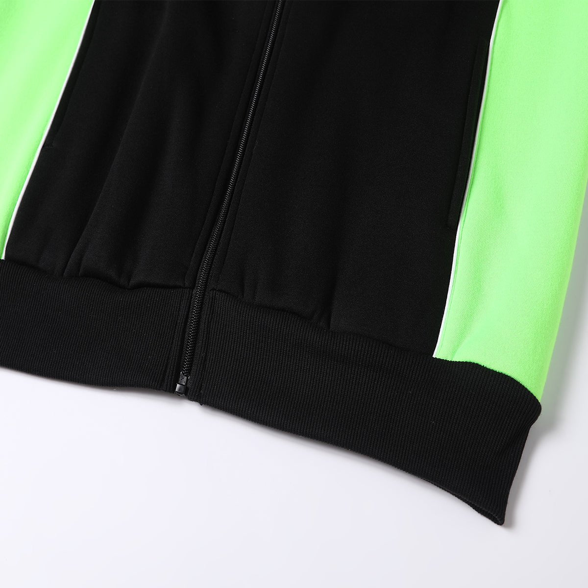 "Ladies Panel Full Zip Hoodie Jumper, Contrast Sleeve, hem detail close-up – Big Bee Workwear"