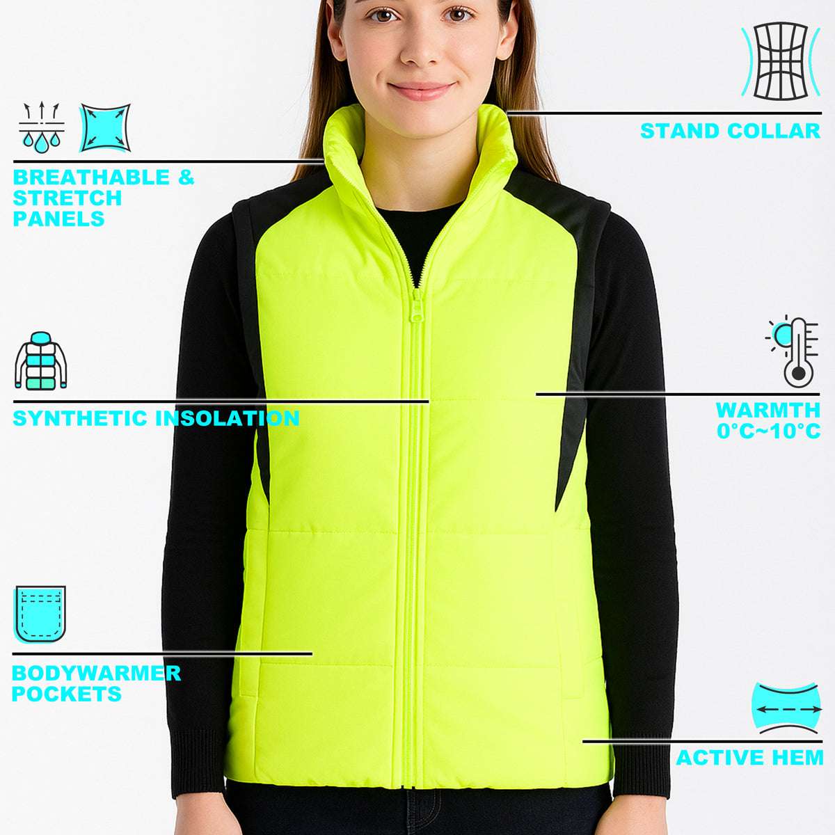 "ladies strike puffer vest key features – ISUSI"