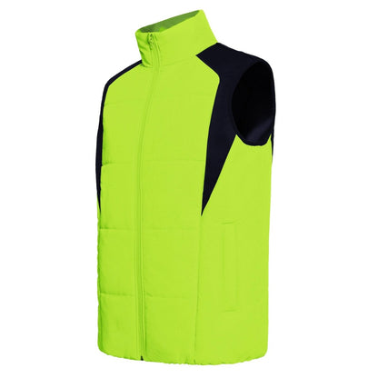 "ladies strike puffer vest in yellow, side – ISUSI"