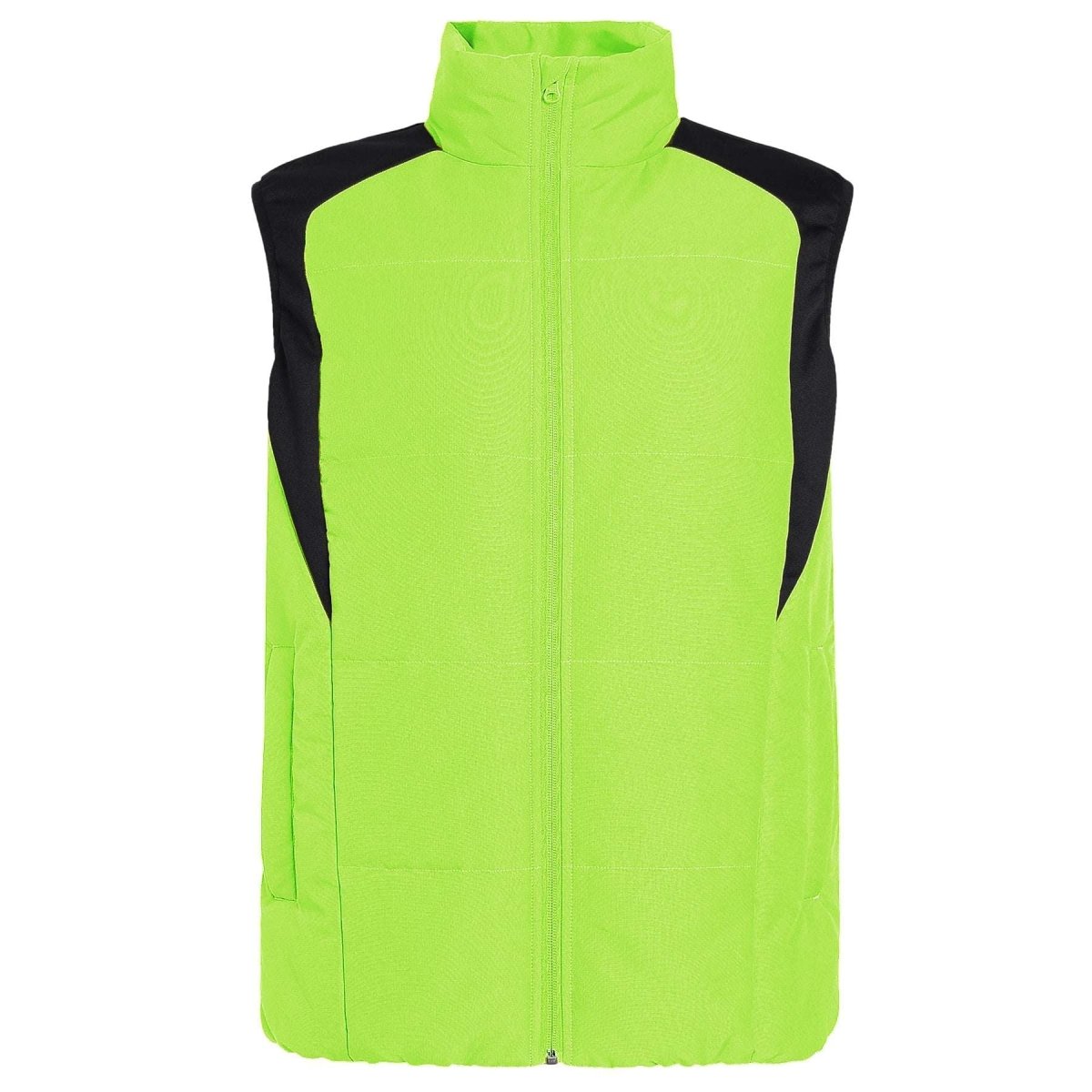 "ladies strike puffer vest in yellow, front – ISUSI"