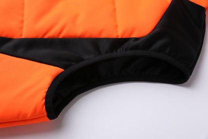 "ladies strike puffer vest side detail close-up – ISUSI"