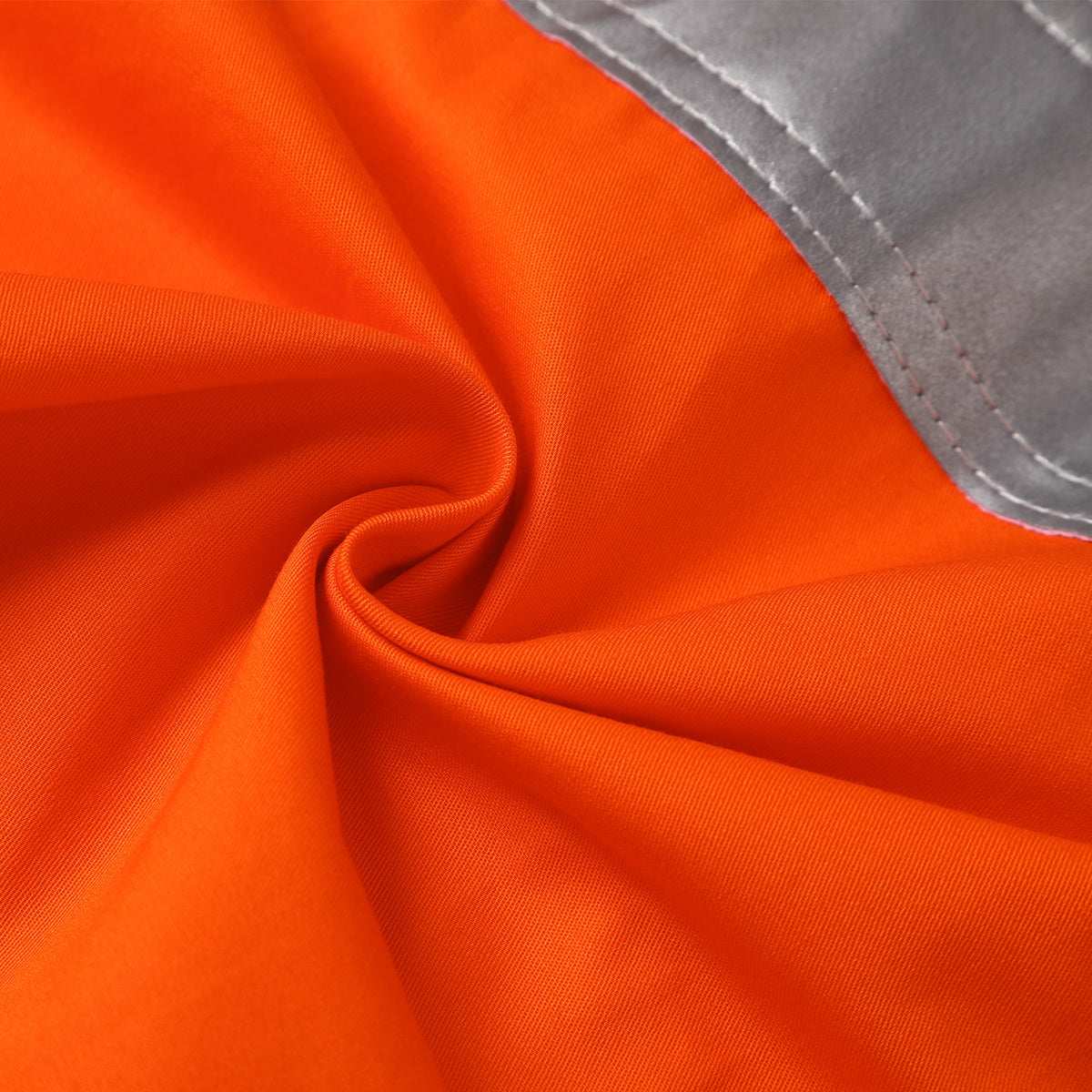 "Women’s Hi Vis Work shirt in orange reflective H back, Long Sleeve, fabric texture close-up – Big Bee Workwear"