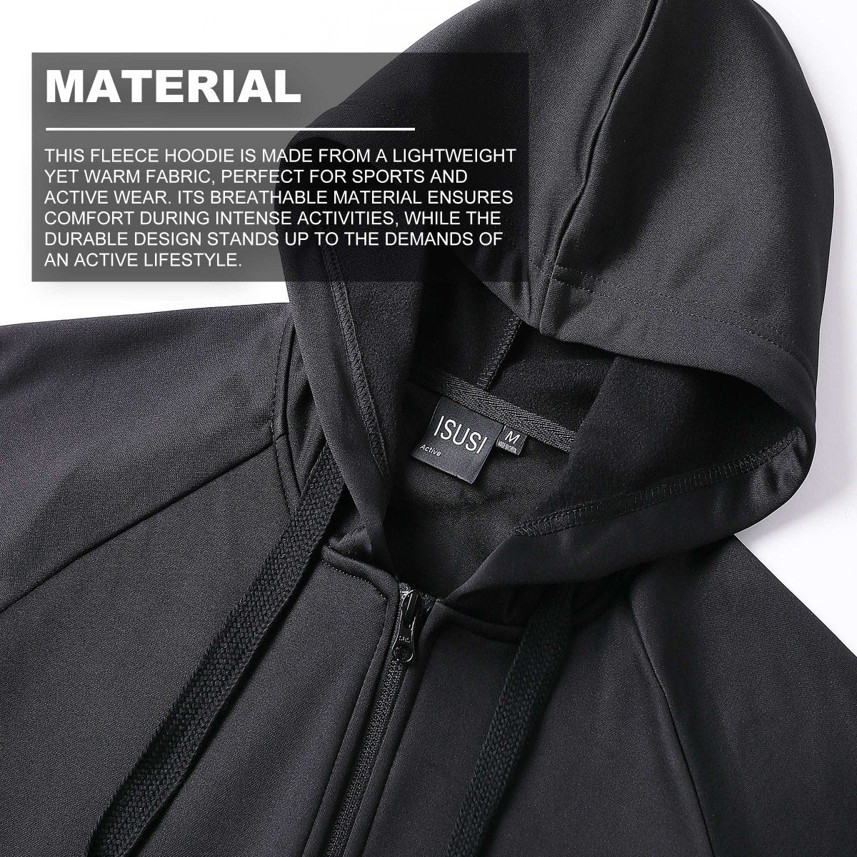 "wonder zip hoodie fabric close-up with info – Big Bee Workwear"
