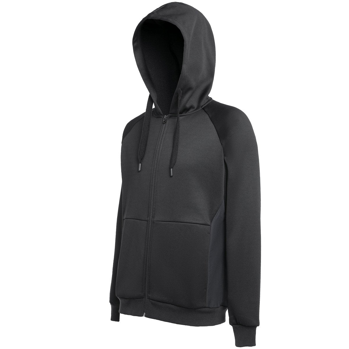 "wonder zip hoodie in black, side – Big Bee Workwear"