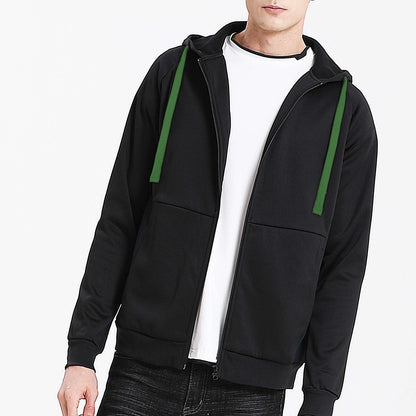 "wonder zip hoodie in Black with green, model front – Big Bee Workwear"