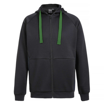 "wonder zip hoodie in Black with green, front – Big Bee Workwear"