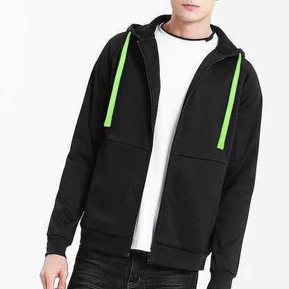 "wonder zip hoodie in Black with green lime, model front – Big Bee Workwear"