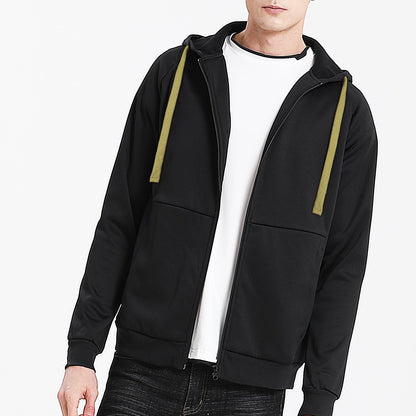 "wonder zip hoodie in Black with green savannah, model front – Big Bee Workwear"