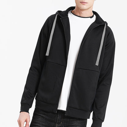 "wonder zip hoodie in Black with grey, model front – Big Bee Workwear"