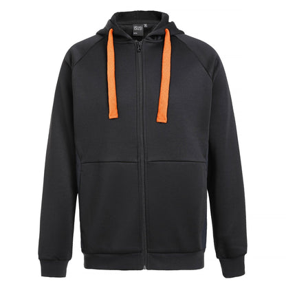 "wonder zip hoodie in Black with orange, front – Big Bee Workwear"