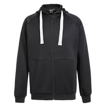 "wonder zip hoodie in Black with white, front – Big Bee Workwear"