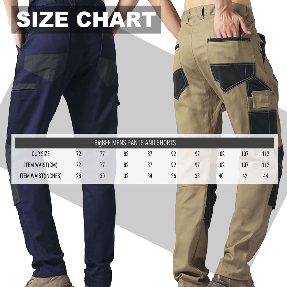 "street work pants size chart – Big Bee Workwear"