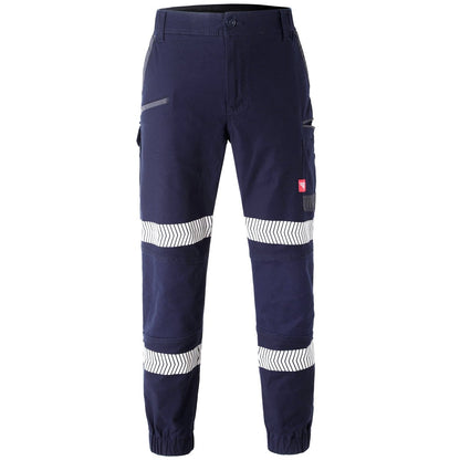 "brumby work pants in navy reflective tape, front – Big Bee Workwear"