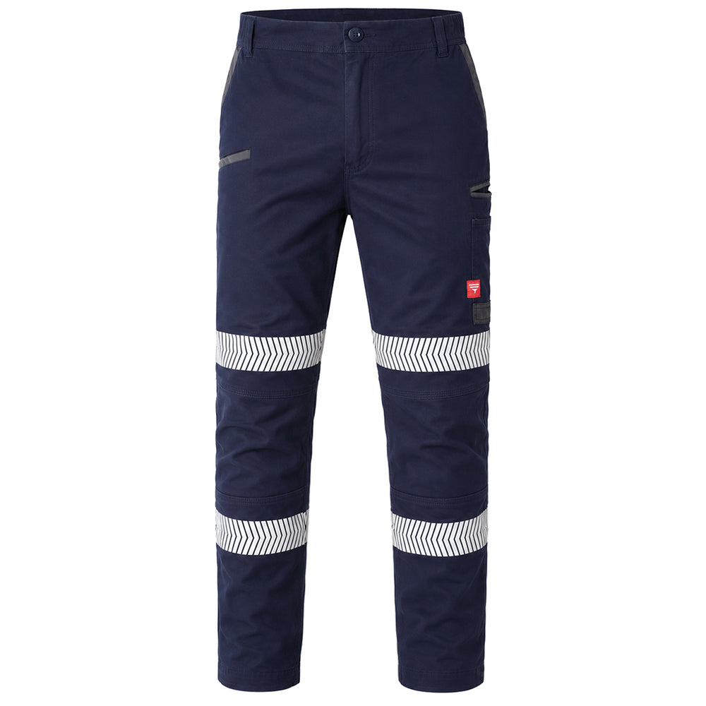 brumby work pants in navy reflective tape, front – Big Bee Workwear