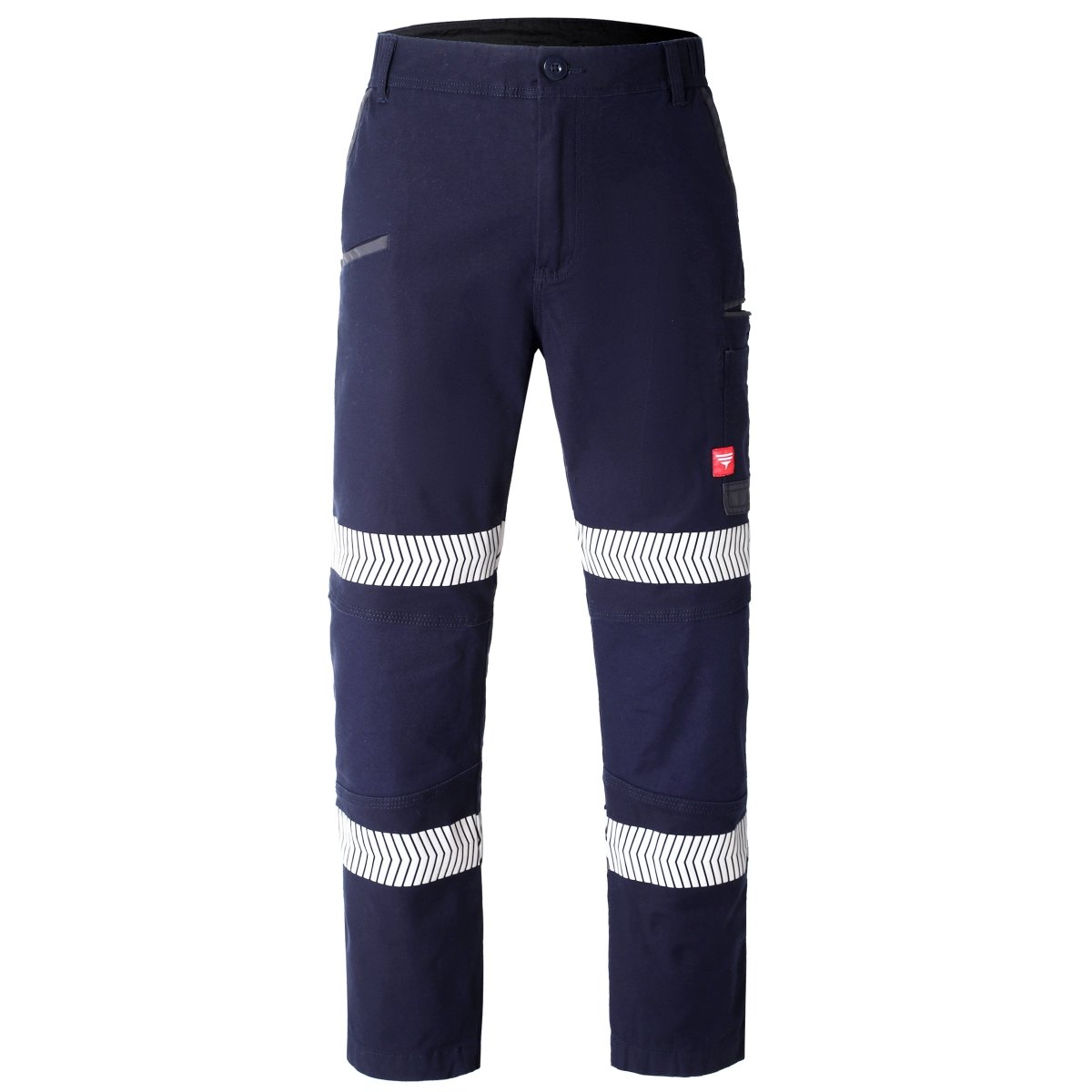 "brumby work pants in navy reflective tape, front – Big Bee Workwear"