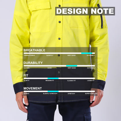 Big Bee PULSE Mens Hi-Vis Work Shirts, Stretch Cotton - Big Bee