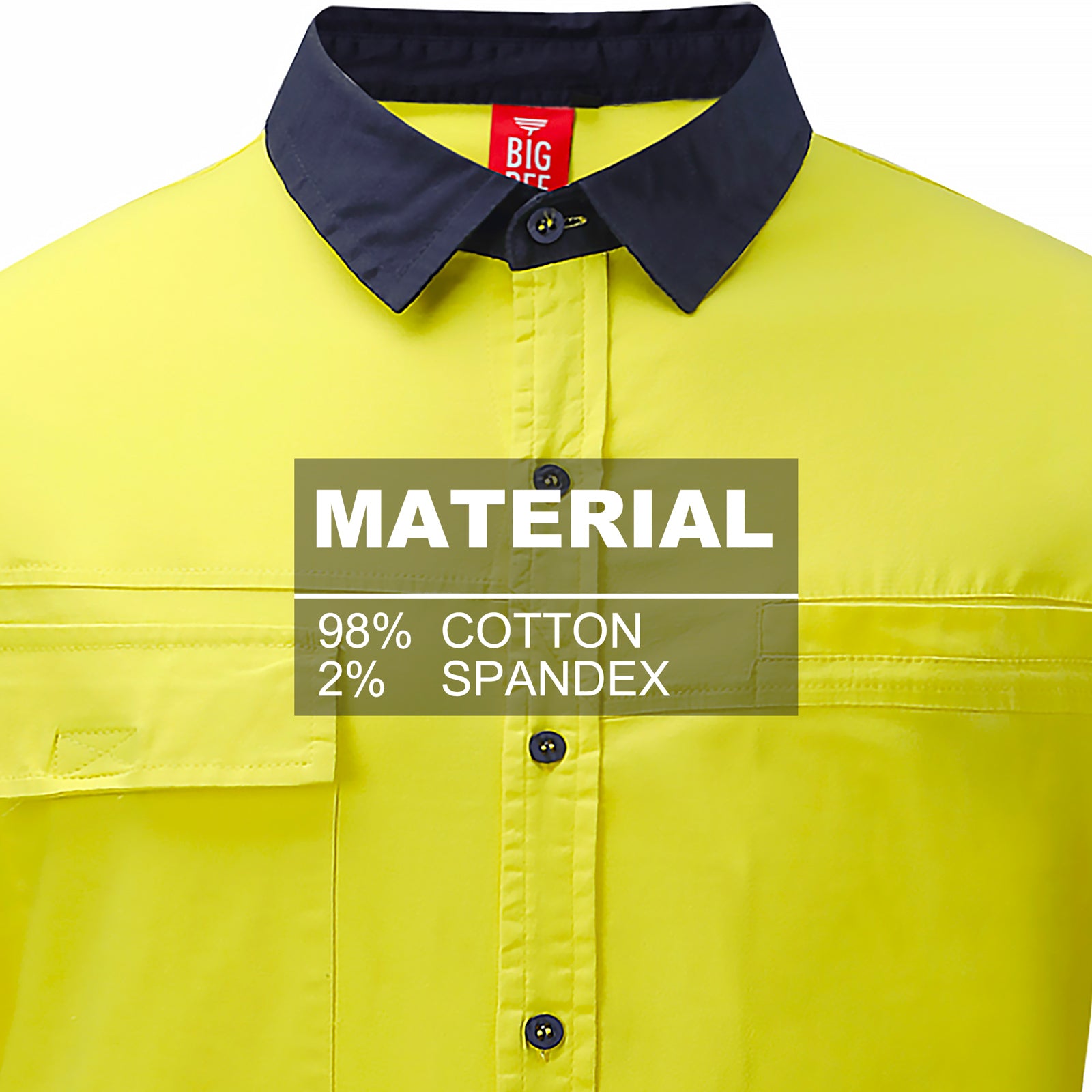 Big Bee PULSE Mens Hi-Vis Work Shirts, Stretch Cotton - Big Bee