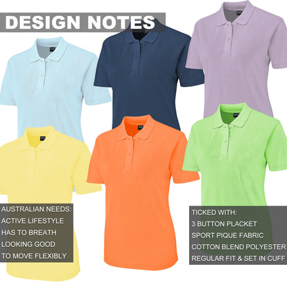 ISUSI Everyday Ladies Polo Shirts, Cotton Blend, UPF 30+ - Big Bee