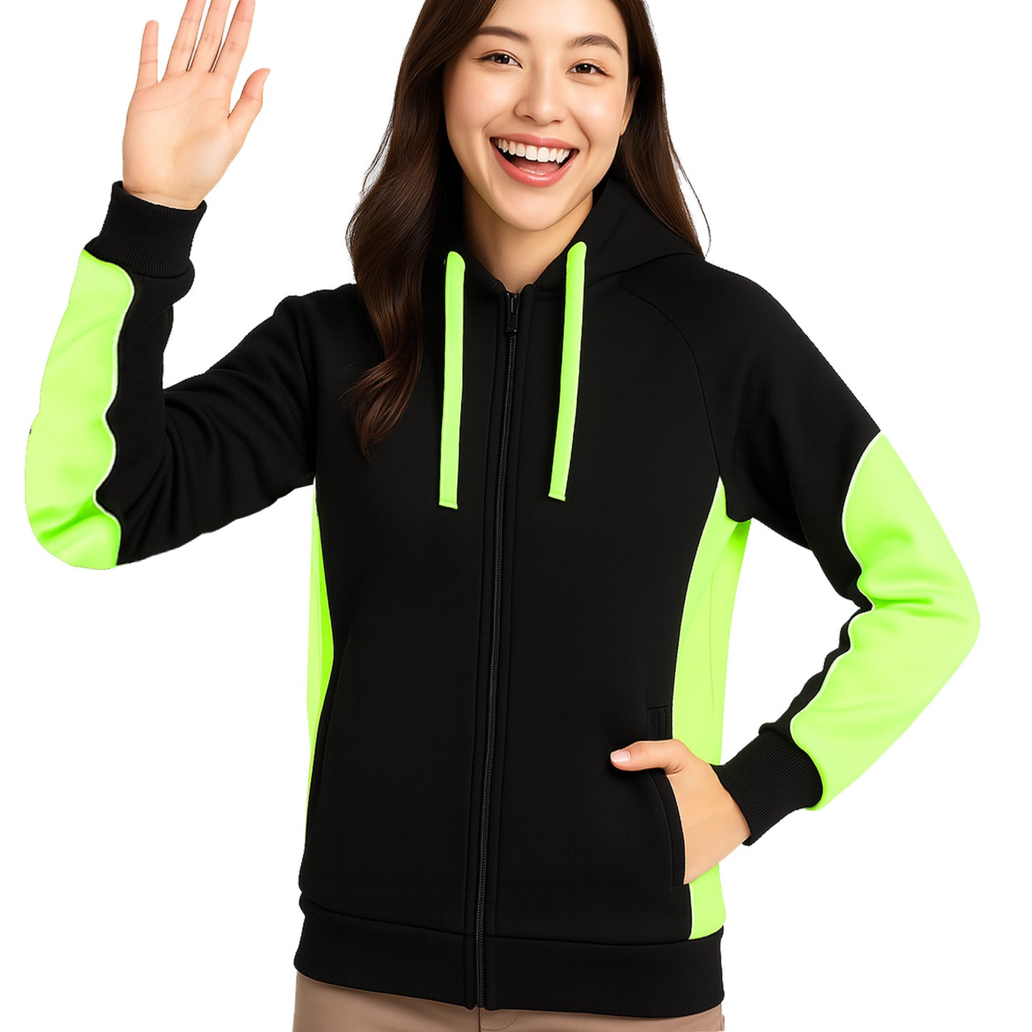 Big Bee Ladies PANEL Hoodie Jumper Jacket - Big Bee