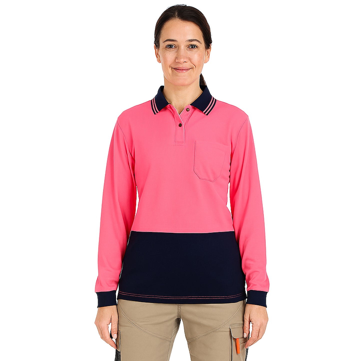 Big Bee Ladies Hi-Vis Polo Shirts, Long Sleeve
