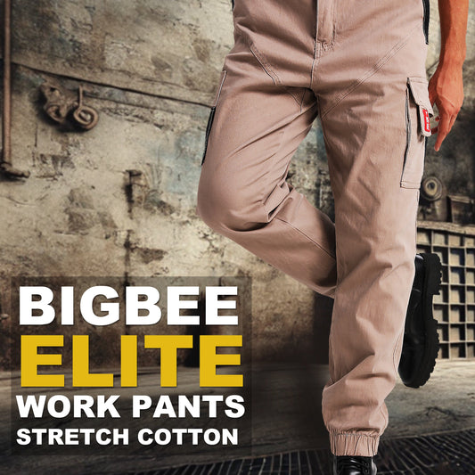 Big Bee ELITE Work Pants Reflective Tape, Cuffed Cargo Trousers - Big Bee