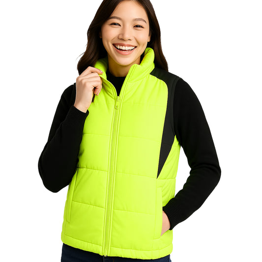 ISUSI Ladies Hi-Vis Work Puffer Vest, Insulated - Big Bee