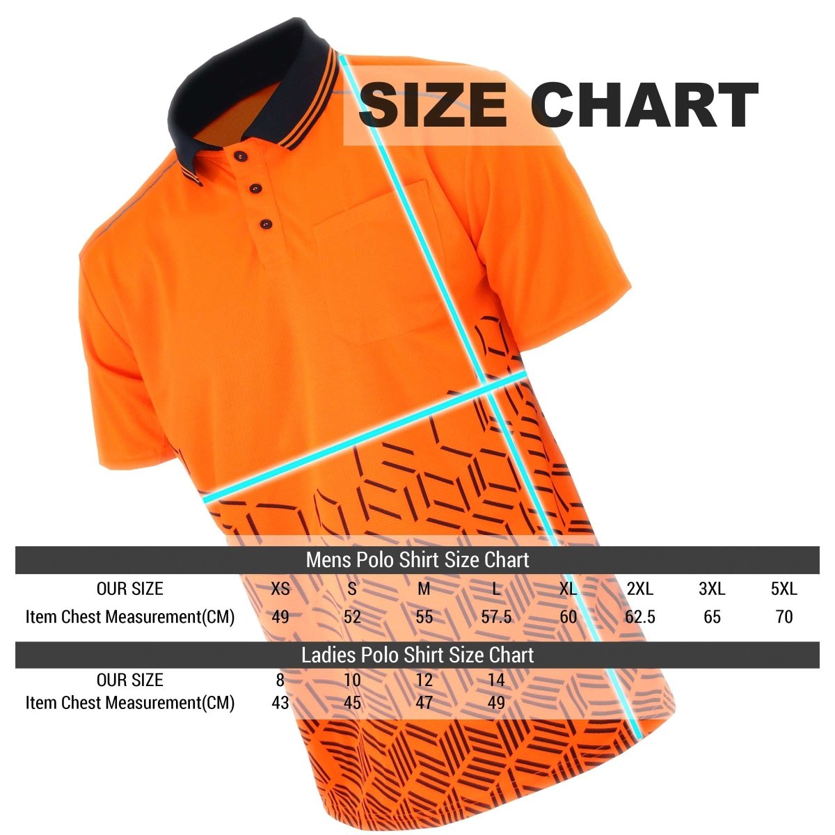 hivis work polo shirt size chart – Big Bee Workwear